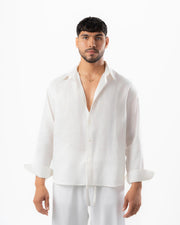 Pearl White Unisex Pure Linen Shirt