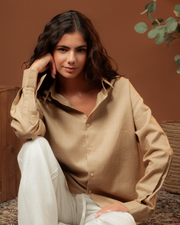 Pearl Latte Unisex Pure Linen Shirt