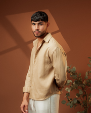 Pearl Latte Unisex Pure Linen Shirt
