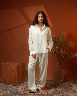 White Unisex Linen Pants