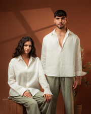 Pearl White Unisex Pure Linen Shirt